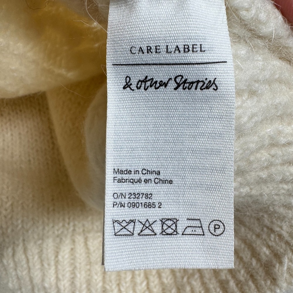 & Other Stories Sweater Womens Small Cardigan Alpaca Wool Blend Cable Knit Ivory - Picture 3 of 11